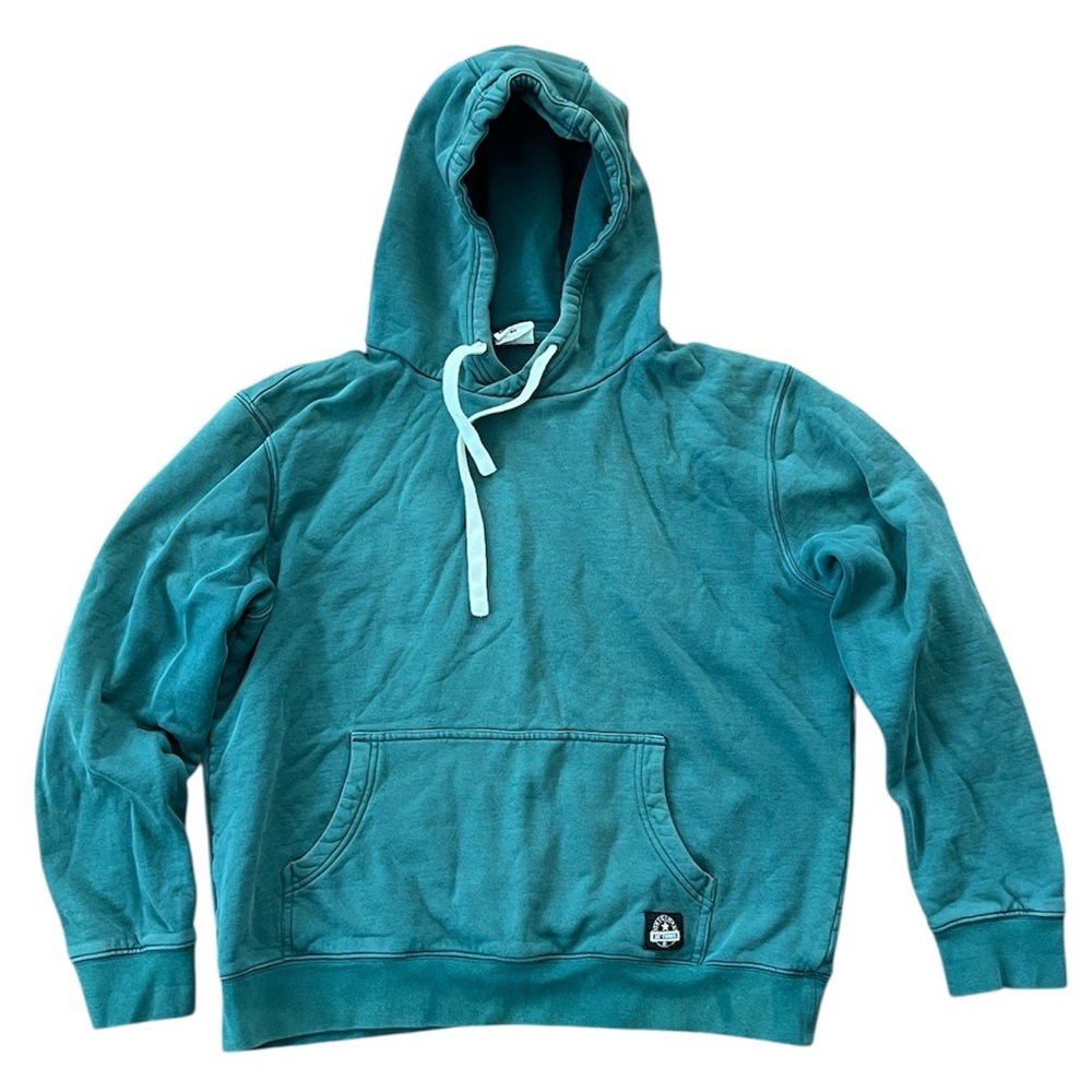 Original Au Coton Hoodie Unisex Size Medium Boxy Fit Blue/Green